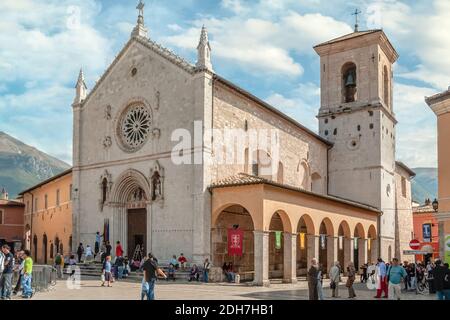 Cattedrale di Santa Maria Argentea, Piazza San Benedetto, Norcia, Italien, Umbrien Stockfoto