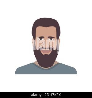 Volles Gesicht von jungen Vektor-Mann isoliert auf weißem Hintergrund. Avatar für soziale Netzwerke. Stock Vektor