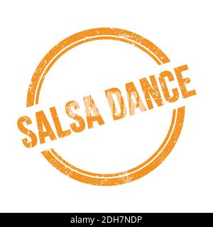 SALSA TANZ Text geschrieben auf orange grungy vintage runde Stempel. Stockfoto