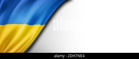 Ukrainische Flagge isoliert auf weißem Banner Stockfoto