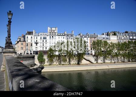 Paris (Frankreich): Immobilien, Immobilien auf der natürlichen Flussinsel „ile de la Cite“, von der Brücke „Pont Neuf“ aus gesehen, entlang des Quai des Orfevres, in Stockfoto