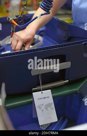 Produktionsstandort von Samsonite in Oudenaarde, Belgien Stockfoto