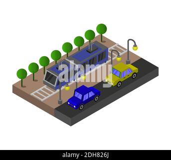 Isometrischer Zug Vektor Grafik Illustration. Stock Vektor