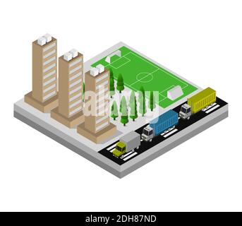 Isometrisches Stadion Illustriert Auf Weißem Hintergrund Vektor Grafik Illustration. Stock Vektor