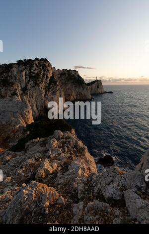 Lefkada Insel in griechenland. Lange Exposition Landschaften von Stränden und dem berühmten Leuchtturm Stockfoto