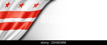 Washington, District of Columbia Flagge auf weißem Wandbanner, USA Stockfoto