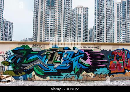 Wandmalereien, Tagging in Shanghai, Moganshan Lu , China Stockfoto