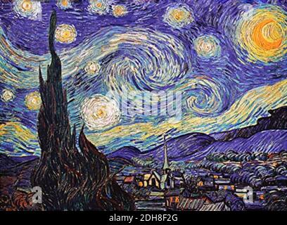 VINCENT van GOGH (1853-1890) Niederländischer Maler. Die Sternennacht im Juni 1889 gemalt, jetzt im Museum of Modern Art, New York. Stockfoto