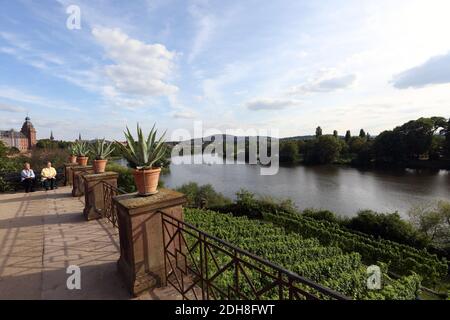 Schloss Johannisburg am Mainufer, Aschaffenburg, Hessen, Deutschland, Europa Stockfoto