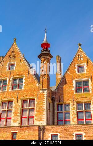 Details des mittelalterlichen Hauses in Brügge, Belgien Stockfoto