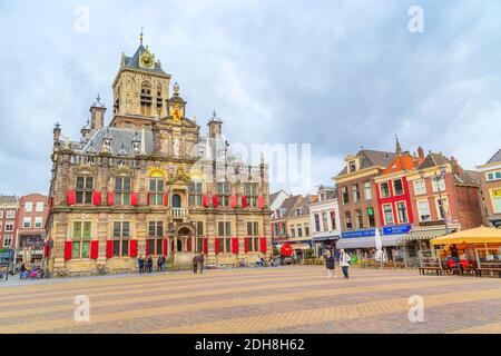 Rathaus, Marktplatz in Delft, Niederlande Stockfoto