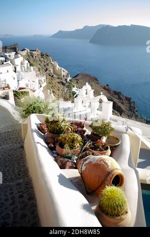 Antikes altes Glas. Thira. Santorini Insel Griechenland. Stockfoto