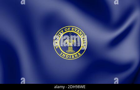 3D-Markierung von Evansville (Indiana), USA. 3D-Darstellung. Stockfoto