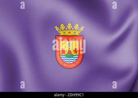 3D-Flagge von San Cristobal de La Laguna (Teneriffa), Spanien. 3D-Darstellung. Stockfoto