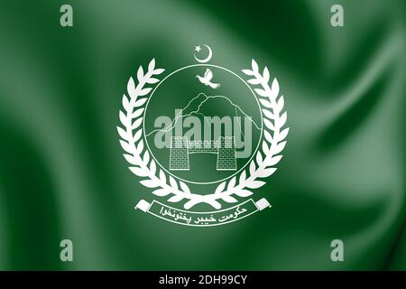 3D-Flagge von Khyber Pakhtunkhwa Provinz, Pakistan. 3D-Darstellung. Stockfoto