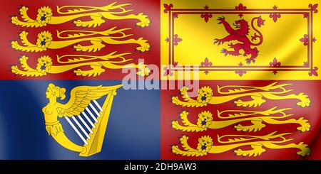 3D-Royal Standard des Vereinigten Königreichs. 3D-Darstellung. Stockfoto