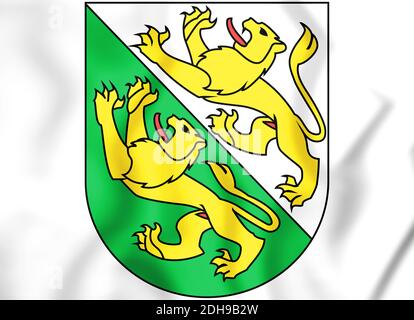 3D-Thurgau Wappen, Schweiz. 3D-Darstellung. Stockfoto