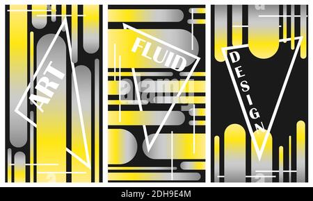 Fließende Farben Hintergründe gesetzt. Futuristische Verlaufsformen. Vorlage für Design. ESP10 Vektorgrafik in Farbe des Jahres 2021. Stock Vektor