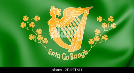 3D-Erin Go Bragh Banner, Irland. 3D-Darstellung. Stockfoto