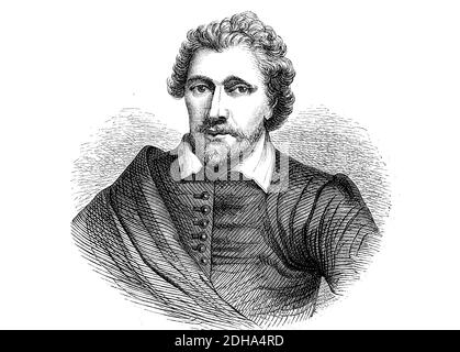 Ben Jonson, richtiger Name Benjamin Jonson, 11. Juni 1572 - 6. August 1637, war ein englischer Dramatiker und Dichter. Neben William Shakespeare gilt Ben Jonson als der wichtigste englische Dramatiker der Renaissance / Ben Jonson, eigentlich Benjamin Jonson, 11. Juni, 1572 - 6. August 1637, war ein englischer Bühnenautor und Dichter. Neben William Shakespeare vergoldet Ben Jonson als der bedeutendsten englischen Dramatiker der Renaissance, historische, digital verbesserte Reproduktion eines Originals aus dem 19. Jahrhundert / digitale Reproduktion einer Originalvorlage aus dem 19. Jahrhundert, Stockfoto