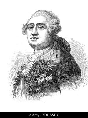 Ludwig XVI., Ludwig XVI., Prinz Louis-August von Frankreich, Herzog von Berry, Prinz Louis-Auguste de France, duc de Berry, 23. August 1754 - 21. Januar 1793, Aus dem Hause Bourbon wurde Dauphin nach dem Tod seines Vaters im Jahr 1765 und schließlich König von Frankreich und Navarra nach dem Tod seines Großvaters im Jahr 1774. / Ludwig XVI., Ludwig XVI., Prinz Ludwig-August von Frankreich, Herzog von Berry, Prinz Louis-Auguste de France, duc de Berry, 23. 1754. Bis 21. August. Januar 1793, aus dem Haus Bourbon wurde nach dem Tode eines Vaters 1765 Dauphin sowie nach dem Tode eines Großvaters 1774 schließlich Kö Stockfoto