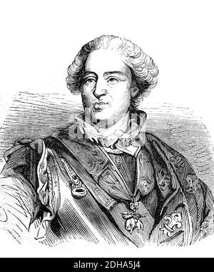 Ludwig XV., Ludwig XV., 15. Februar 1710 - 10. Mai 1774, war König von Frankreich und Navarra von 1715 bis 1774 / Ludwig XV., Ludwig XV., 15. Februar 1710 - 10. Mai 1774, war von 1715 bis 1774 König von Frankreich und Navarra, historisch, digital verbesserte Reproduktion eines Originals aus dem 19. Jahrhundert / digitale Reproduktion einer Originalvorlage aus dem 19ten Jahrhundert. Jahrhundert, Stockfoto