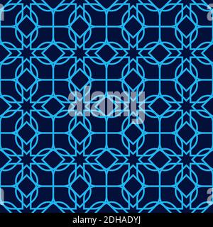 Vektor ornamental Araber Nahtloses Muster Design. Geometrische Muster im orientalischen Stil mit blauem Hintergrund. Muster, die dem Farbfeld hinzugefügt wurden. Stock Vektor