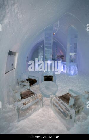 ICE HOTEL, JUKASSJARVI SCHWEDEN Stockfoto