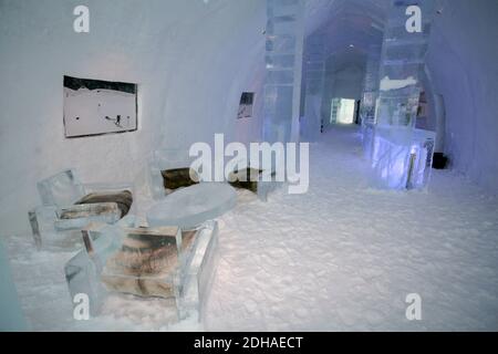 ICE HOTEL, JUKASSJARVI SCHWEDEN Stockfoto