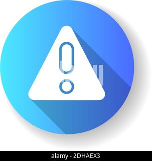 Warnung blau flach Design lange Schatten Glyphe Symbol Stock Vektor
