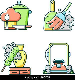 RGB-Farbsymbole für Hausarbeiten eingestellt Stock Vektor