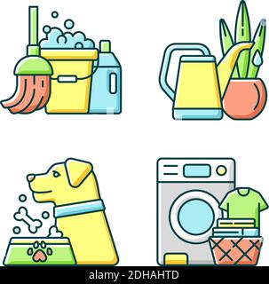 RGB-Farbsymbole für Hausarbeiten eingestellt Stock Vektor