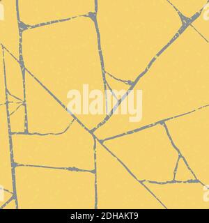 Gold kintsugi Crack Vektor nahtlose Muster Hintergrund. Goldene unregelmäßige verbundene Linien auf schwarzem Hintergrund. Japanische Kunst inspirierte gebrochenen Marmor Luxus Stock Vektor