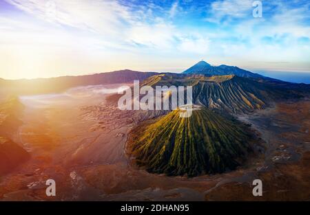 Panoramablick auf den Vulkan Bromo Nationalpark indonesia on Die Insel java Stockfoto