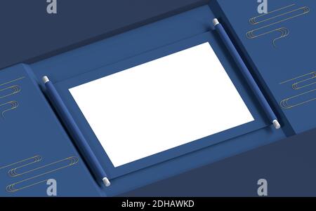 Leere chinesische alte Haspel Hintergrund, 3d-Rendering. Digitale Zeichnung des Computers. Stockfoto