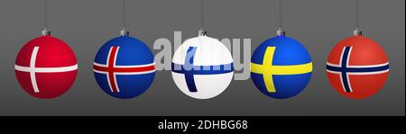 Eine Reihe von Weihnachtsbaumschmuck Stock Vektor