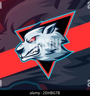 wolf Vektor Maskottchen Logo Design mit moderner Illustration Konzept Stil für Abzeichen, Emblem und T-Shirt Druck. Angry Wolf Illustration für Sport und Stock Vektor