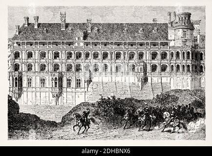 Chateau de Blois. Schloss Blois, Loire et Cher. Pays de la Loire, Loire-Tal, UNESCO-Weltkulturerbe, Frankreich. Alte XIX Jahrhundert Gravur Illustration. Les Français Illustres von Gustave Demoulin 1897 Stockfoto