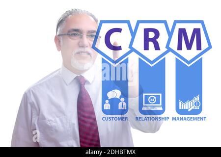 CRM Kundenbeziehungsmanagement Konzept mit Geschäftsmann Stockfoto