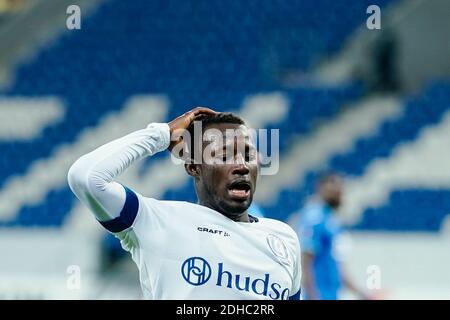 Sinsheim, Deutschland. Dezember 2020. Fußball: Europa League, TSG 1899 Hoffenheim - KAA Gent, Gruppenphase, Gruppe L, Matchday 6, PreZero-Arena. Gents Osman Bukari-Gesten. Quelle: Uwe Anspach/dpa/Alamy Live News Stockfoto