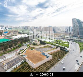 Blick auf Baku Aserbaidschan von oben Gebäude Stockfoto