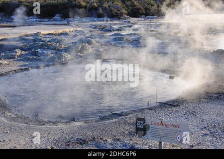 Küche, Pool, Hells Gate und WaiOra Spa, Rotorua, Bucht von viel Raum, North Island, Neuseeland Stockfoto