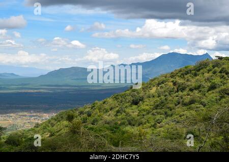 Landschaftlich schöner Blick auf den Mount Longido in Tansania Stockfoto