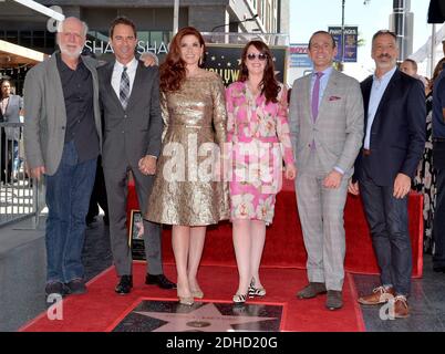 Eric McCormack, Megan Mullally nehmen am 6. Oktober 2017 in Los Angeles, Kalifornien, an der Zeremonie zur Ehrung Debra Messings mit dem 2,6. Stern auf dem Hollywood Walk of Fame Teil. Foto von Lionel Hahn/AbacaPress.com Stockfoto