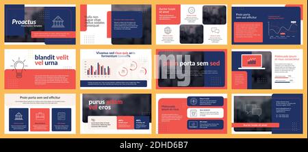 Präsentationen Vorlagen Elemente und Infografiken in Vektor-Design. Geschäftsvorlage für Präsentationsfolie, Unternehmensbericht, Marketing, Flyer und l Stock Vektor