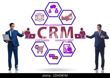 CRM Kundenbeziehungsmanagement Konzept mit Geschäftsmann Stockfoto