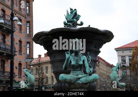 Jarntorget Brunnen in Göteborg Stockfoto