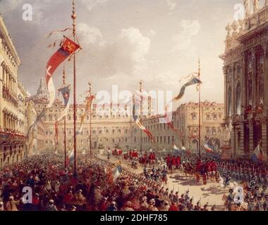 La delegazione veneta porta a Torino i risultati del plebiscito nel 1866. Stockfoto