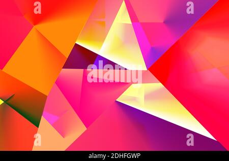 Eine Vektordarstellung von mehrfarbigen Tapeten mit dreieckigen Formen. Linearer Verlaufshintergrund Stockfoto