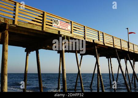 Avalon Pier am Outer Banks of North Carolina Stockfoto